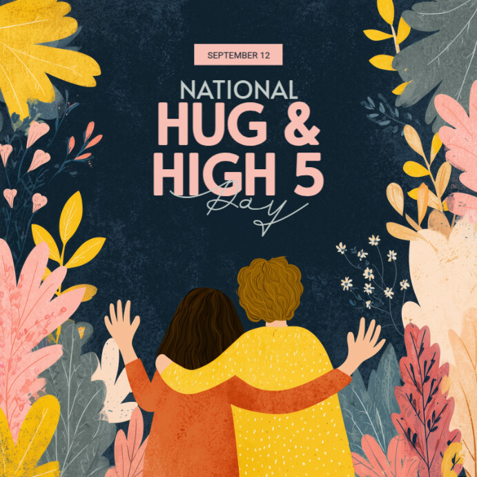 Hug By Post Black Modern & Minimal National Hug & High 5 Day Instagram Post ...