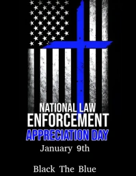 Black Modern & Minimal National Law Enforcement Appreciation Day Flyer (us Letter) template
