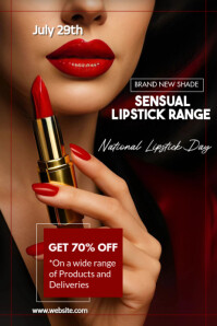 Black Modern & Minimal National Lipstick Day Poster template
