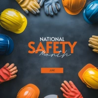 Black Modern & Minimal National Safety Month Instagram Post template