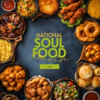 Black Modern & Minimal National Soul Food Month Instagram Post template