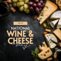 Black Modern & Minimal National Wine And Cheese Day Instagram Post template