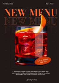 Black Modern & Minimal New Menu Launch A4 template