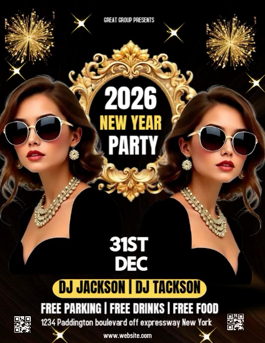 Copy of Black Modern & Minimal New Year's Eve Party Flyer Flyer (us ...