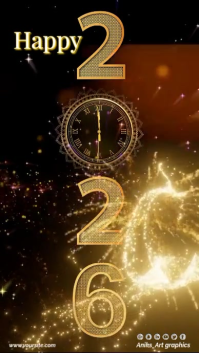 Black New Year Countdown Ecrã digital Template