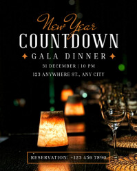 Black Modern & Minimal New Year Countdown Dinner Invitation Instagram Portrait template