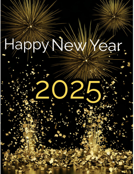 Black Modern & Minimal New Year Flyer (us Letter) Template | PosterMyWall
