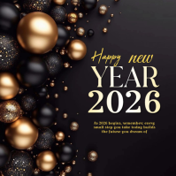 Black Modern & Minimal New Year Greeting Cards  Logo template