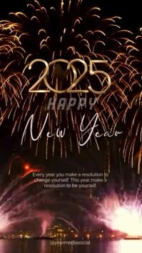 Black Modern & Minimal New Year Instagram Story template