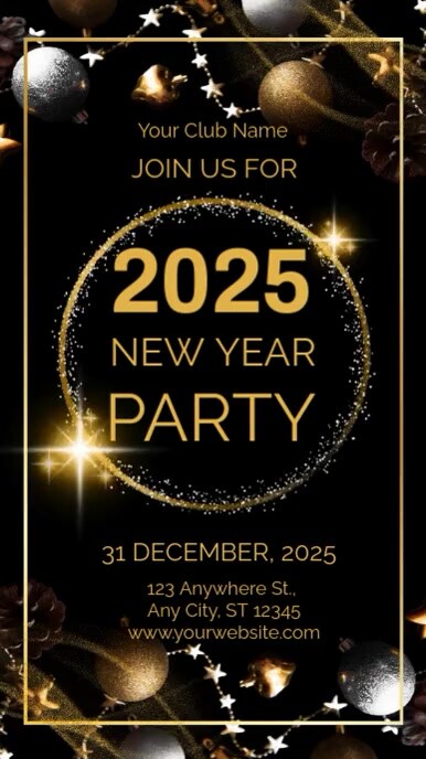 Black Modern & Minimal New Year Party Instagram Story Template ...