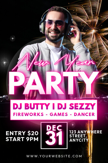 Copy of Black Modern & Minimal New Year Party Poster | PosterMyWall