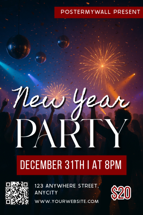 Plantilla de Black Modern & Minimal New Year Party Poster | PosterMyWall
