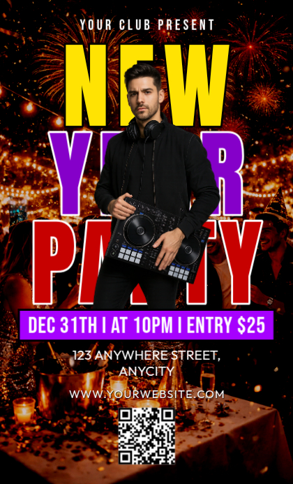 Copy of Black Modern & Minimal New Year Party Us Legal | PosterMyWall