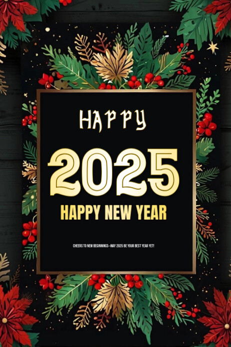 Black Modern & Minimal New Year Poster Template | PosterMyWall