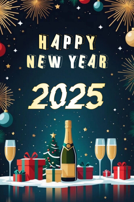 Black Modern & Minimal new year Poster Template | PosterMyWall