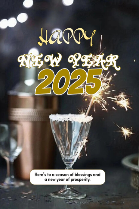 Black Modern & Minimal New Year Poster Template | PosterMyWall