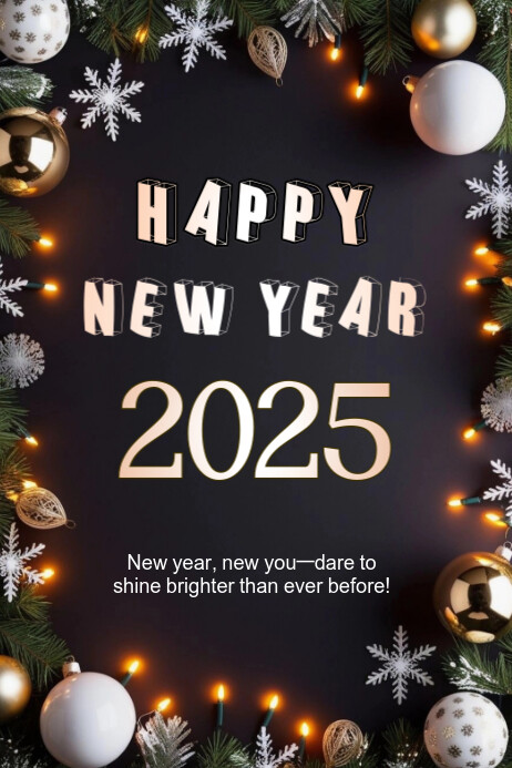 Black Modern & Minimal New Year Poster Template | PosterMyWall