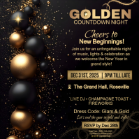 Black Modern & Minimal New Years Eve Party Square (1:1) template
