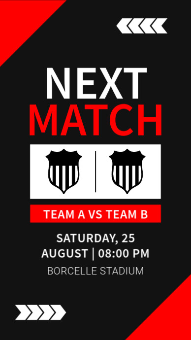 Copy of Black Modern & Minimal Next Match Instagram Story | PosterMyWall