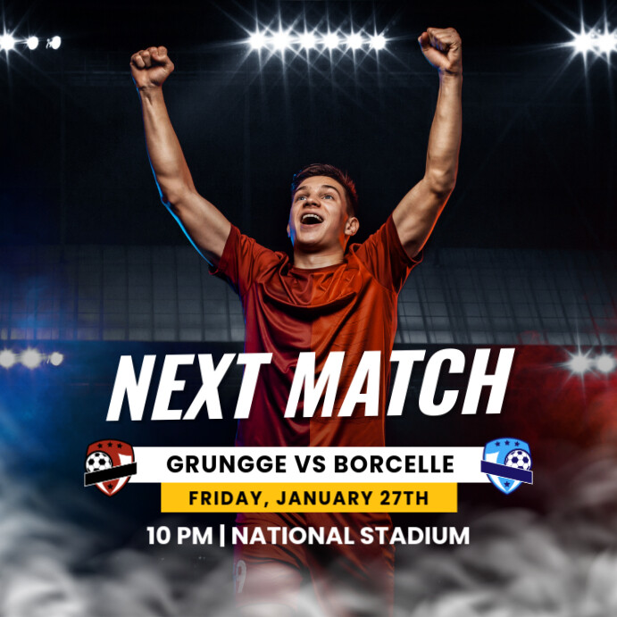 Black Modern & Minimal Next Match Pos Instagram Template | PosterMyWall