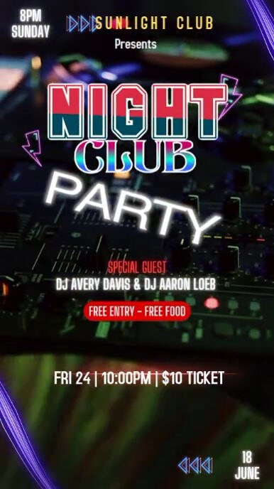 Black Modern & Minimal Night Club Party Instagram Story Template ...