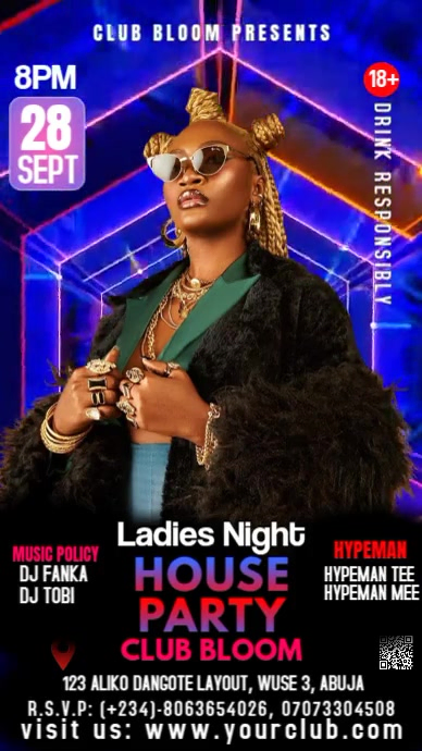 Black Modern & Minimal Night Club Party Instagram Story Template ...
