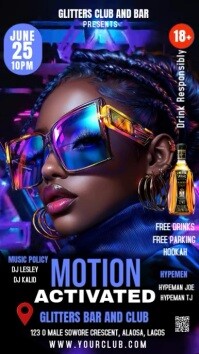 Black Modern & Minimal Night Club Party Instagram Story Template ...