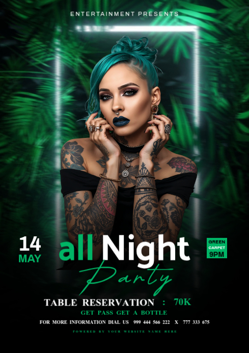 Black Modern & Minimal Night Party A4 Template | PosterMyWall