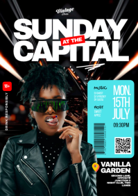 Black Modern & Minimal Nightclub Event A4 template