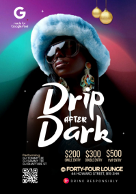 Black Modern & Minimal Nightclub Event A4 template