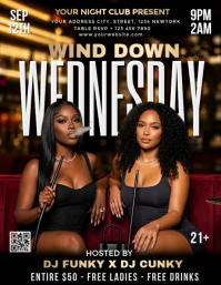 Black Modern & Minimal Nightclub Event Flyer ใบปลิว (US Letter) template
