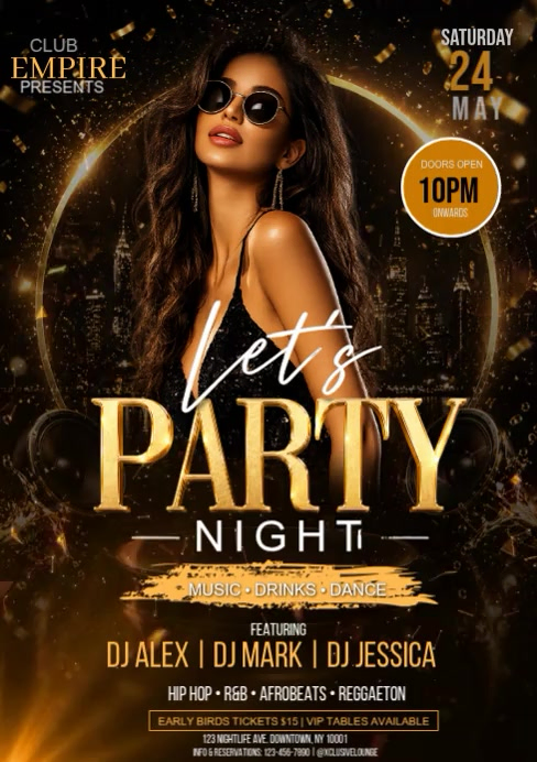 Black Modern & Minimal Nightclub Party A4 Video Template | PosterMyWall