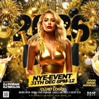 Black Modern & Minimal Nye Event New Year 2026 Flyer Instagram Post template