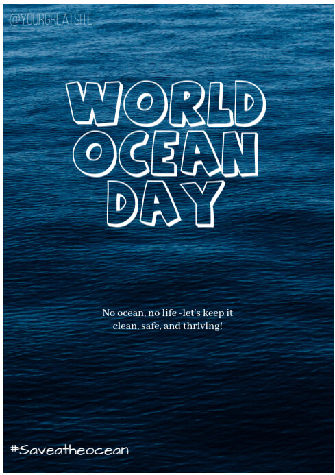 Black Modern & Minimal Ocean Day  A4 template