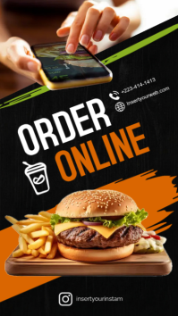 สีดำ Online Food Ordering Instagram 快拍 Template