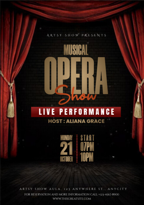 Black Modern & Minimal Opera Musical Show A4 Template | PosterMyWall