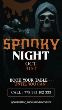 Black Modern & Minimal Orange White Black Halloween Night Instagram Story Social Media Advertising | template