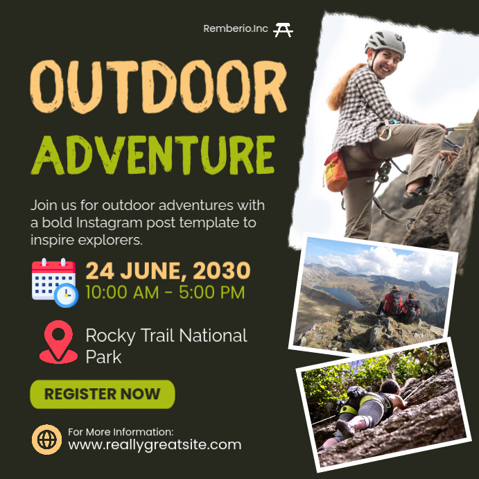 Adventure Instagram Posts Copy of Black Modern & Minimal Outdoor Adventure Instagram Post ...