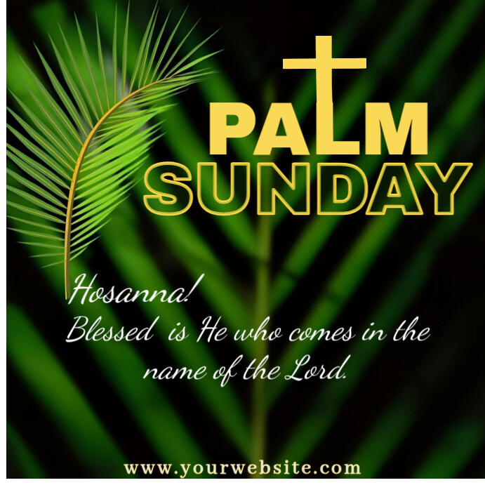 Black Modern & Minimal Palm Sunday  Instagram Post template