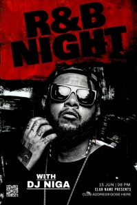 Black Modern & Minimal Party Poster template