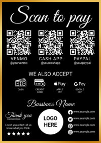 Black Modern & Minimal Payment Methods A6 template