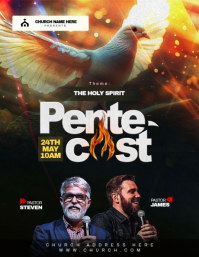 Black Modern & Minimal Pentecost Church Event Flyer Folder (US Letter) template