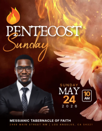 Black Modern & Minimal Pentecost Sunday Service Flyer Pamflet (Letter AS) template