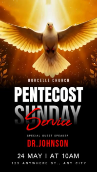 Black Modern & Minimal Pentecost Sunday Service Instagram Story Video template