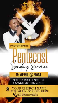Black Modern & Minimal Pentecost Sunday Service Digital Display Video template