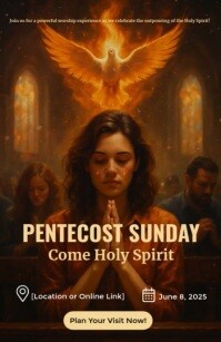 Black Modern & Minimal Pentecost Sunday Tabloid template