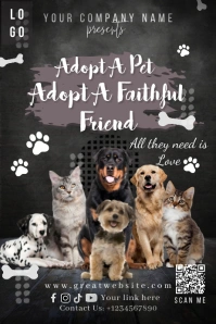 Black Modern & Minimal Pet Adoption Ads Templ Poster template