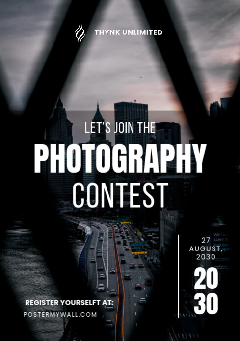 Black Modern & Minimal Photography Contest A4 template