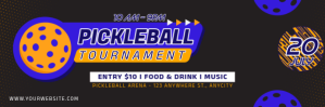 Black Modern & Minimal Pickleball Tournament Twitter Banner template