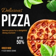 Black Modern & Minimal Pizza Instagram Post template